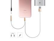 3.5mm Headphones Female Jack USB Lightning 2in1 Multi function Audio Adapter For iPhone 7 7 plus USB CHARGE LISTEN to Music w Aluminium Case Gold