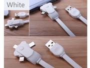 3in1 Lightning Micro Type C USB C Cable Rotating Adapter for Iphone for Samsung for LG for HTC for Nokia Lumia Nexus White Color