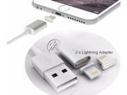 Magnetic Lightning Adaptor 2 pieces Noodle USB Cable Charge Cable for iPhone 7 6 6S Plus 5 5S SE iPad Mini 4 Air with LED Charging Indicator 1 Meter Sil