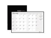 Ruled 14 Month Planner with Stitched Leatherette Cover 7 x 10 Black