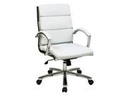 Office Star OSP Designs FL5388C U11 Mid Back Executive White Faux Leather Chair
