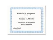 Geographics Parchment Paper Certificates 8 1 2 x 11 Blue Conventional Border 50 Pack