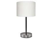 Ledu Linen Shade Slim Line Table Lamp 1 x 13 W Fluorescent Bulb Weighted Base Linen Steel Desk Mountable Silver White