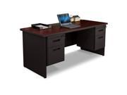 Pronto Pronto Double Pedestal Desk 66W x 30D Black Cherry Laminate and Black Finish