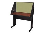 Pronto Pronto School Training Table with Carrel and Modesty Panel Back 42W x 24D Dark Neutral Finish and Peridot Fabric