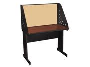 Pronto Pronto School Training Table with Carrel and Modesty Panel Back 42W x 30D Dark Neutral Finish and Beryl Fabric