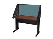 Pronto Pronto School Training Table with Carrel and Modesty Panel Back 48W x 24D Dark Neutral Finish and Slate Fabric