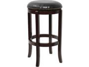 Flash Furniture 29 Backless Cappuccino Wood Bar Stool with Black Leather Swivel Seat