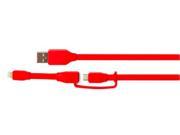 Tylt IP5MIC12RDT Charge Sync Cable Micro USB Lightning 1ft Red