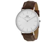 Daniel Wellington York White Dial Brown Leather Mens Watch 0211DW