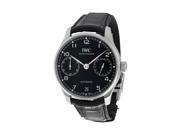 IWC Portugieser Automatic Black Dial Black Leather Mens Watch IW500703