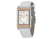 Jaeger LeCoultre Grande Reverso Lady Ultra Thin Silver Dial White Leather Watch Q3204420