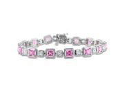 Amour Sterling Silver 7 1 2ct TGW Created Pink and White Sapphire Bracelet 7in