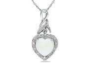 Amour Sterling Silver 1 1 5ct TGW Opal and 0.06ct TDW Diamond Heart Pendant G H I2 I3 18in
