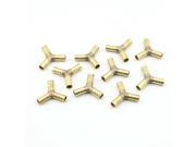 Pack of 10 Diamater 10mm Brass Connector 3 Ways Y Shape Gold
