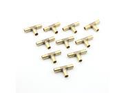 Pack of 10 Diamater 10mm Brass Connector 3 Ways T Shape Gold