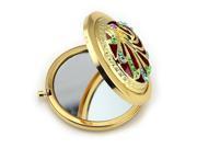 Golden Polished Finish Double Optical Compact Cosmetic Mirror 2 Optical Quality Glass Mirrors for Purse or Handbag Shining Faux Diamond Phoenix Engraving