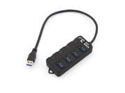 4 Port Portable USB 3.0 Hub with Individual Power Switches and LED
