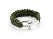 20cm Paracord D Buckle Steel Survival Bracelet Hand Tied Strap Rope Military Green