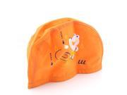 Nylon PU Coated Swim Cap Swimming Cap Small Size for Children Orange Frog Drawing