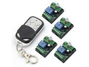 RF 6V One Transmitter with 4X 1 Channel Relays Smart Wireless Remote Control Switch Black White Color Transmitter with 4 Keys