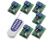 DC 12V One Transmitter with 6 X 2 Channels Relays Learning Smart Wireless Remote Control Switch White Blue Transmitter
