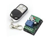 RF DC 12V 1 Channel One Relay Wireless Learning Remote Control Switch Black White 2 Keys Transmitter