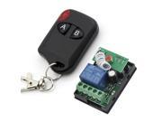 RF DC 12V 1 Channel One Relay Wireless Learning Remote Control Switch Black Color 2 Keys Type Transmitter