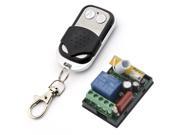 RF AC 220V 1000W 1 Channel One Relay Wireless Learning Remote Control Switch Black White 2 Keys Transmitter