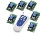 AC 100 240V 2500W One Transmitter with 6X 1 Channel Relays Learning Smart Wireless Remote Control Switch White Blue Transmitter Control Distance Can be up to 1