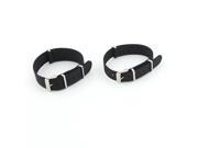 Pack of 2pcs Couple Black Nylon Watch Band Strap Replacement Watch Belt 22mm 18mm