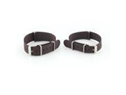 Pack of 2pcs Couple Brown Nylon Watch Band Strap Replacement Watch Belt 22mm 18mm
