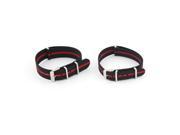 Pack of 2pcs Couple Black red Nylon Watch Band Strap Replacement Watch Belt 22mm 18mm