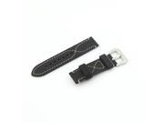 Delicate S Stitching Black Leather Replacement Watch Band Strap Belt 22mm