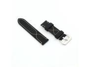 S Stitching Black Genuine Leather Watch Band Belt 24mm