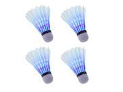 Pack of 4pcs Blue Night Light Glow LED Badminton Shuttlecock Birdies