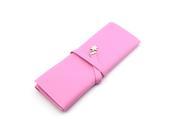 PU Leather Multifunctional Roll up Pencil Bag Case Holder Pouch Pink