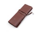 PU Leather Multifunctional Roll up Pencil Bag Case Holder Pouch Coffee