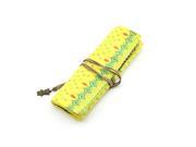Rural Feature Roll up Canvas Pen Pencial Case Pocket Multifunctional Canvas Pen Pouch Yellow