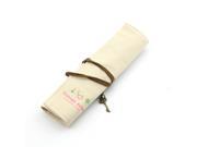 Roll up Canvas Pen Pencial Case Pocket Pouch Cosmetic Makeup Bag White