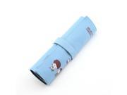 Roll up Canvas Pen Pencial Case Pocket Pouch Cosmetic Makeup Bag Blue