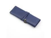 PU Leather Multifunctional Roll up Pen Pencial Case Pocket Pouch Cosmetic Makeup Bag Blue