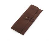 Suede Leather Pen Pencil Case Holder Pouch Wallet Multifunctional Bag Dark brown