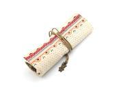 Rural Feature Roll up Canvas Pen Pencial Case Pocket Multifunctional Canvas Pen Pouch White