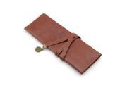 PU Leather Roll up Pen Pencial Case Pocket Pouch Multifunctional Bag Coffee Color