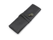 PU Leather Multifunctional Roll up Pen Pencial Case Pocket Pouch Cosmetic Makeup Bag Black