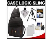 Case Logic Digital SLR Sling Camera Bag Case Black SLRC 205 with 2 LP E8 Batteries Tripod Accessory Kit