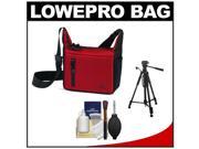 Lowepro Streamline 100 Photo Video ILC Digital SLR Camera Case Red Black with Tripod Cleaning Kit
