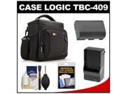 Case Logic TBC 409 Digital SLR Camera Shoulder Case Black with LP E6 Battery Charger Accessory Kit for Canon EOS 6D 7D 5D Mark II III