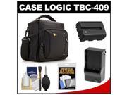 Case Logic TBC 409 Digital SLR Camera Shoulder Case Black with NP FM500H Battery Charger Accessory Kit for Sony Alpha A57 A58 A65 A77 A99